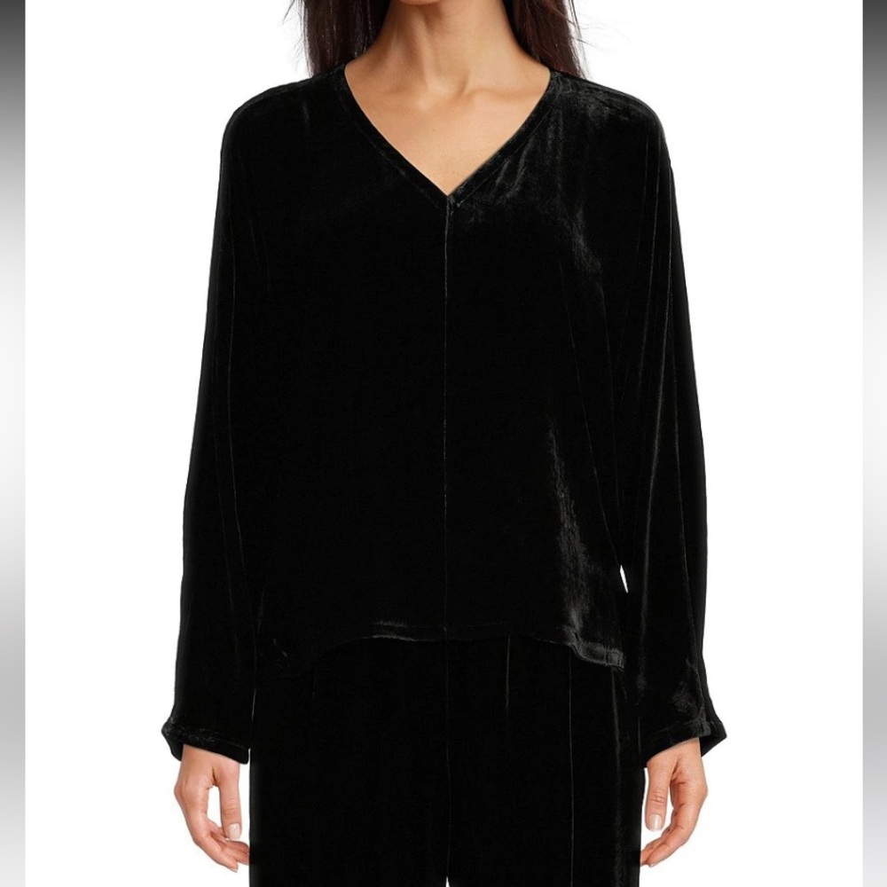 NWT Eileen Fisher Velvet V-Neck Top - Picture 6 of 8